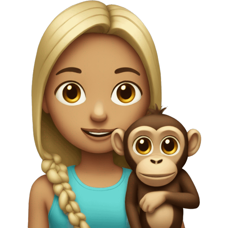 A girl with a monkey emoji