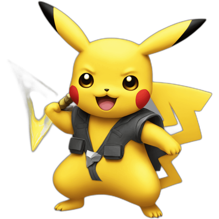 pikachu with shuriken emoji