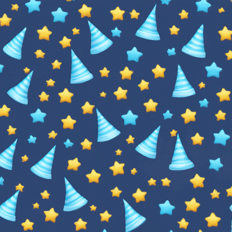 blue birthday hat with star and moon pattern emoji