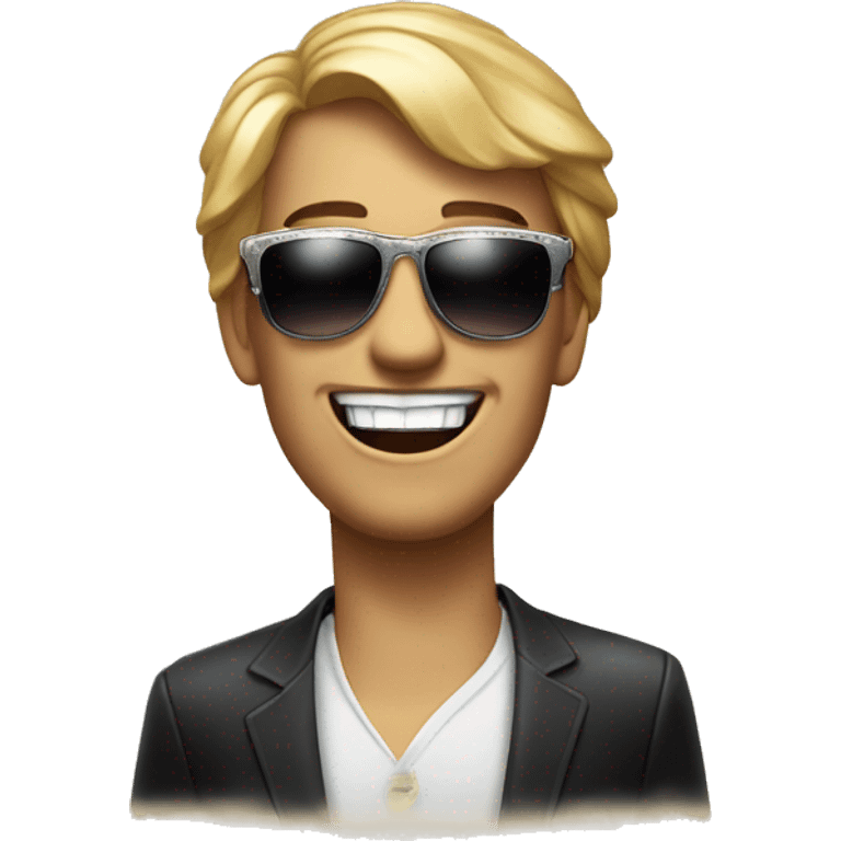 movie star with sunglasses and shiny diamond teeth emoji