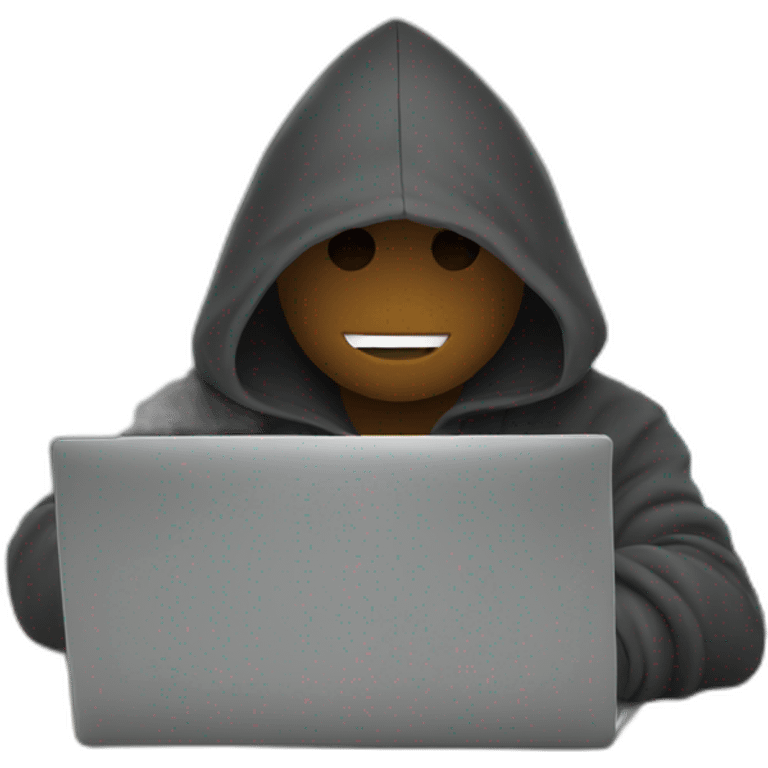 A hooded person behind a laptop. emoji