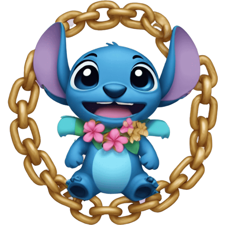 Stitch with a hawaiian hoola chain  emoji