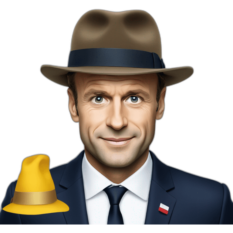 Emmanuel Macron avec un chapeau  emoji