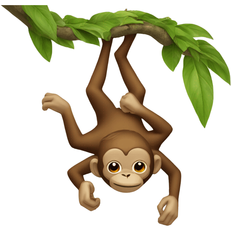 Upside down monkey hanging off a tree emoji