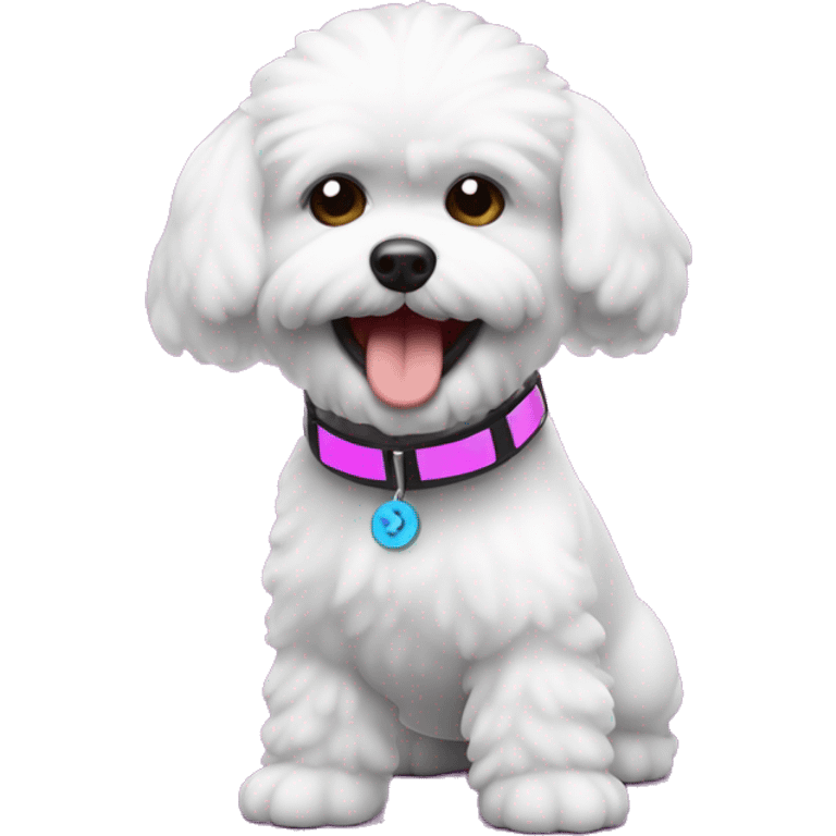 Bichon freise con audifonos bailando emoji