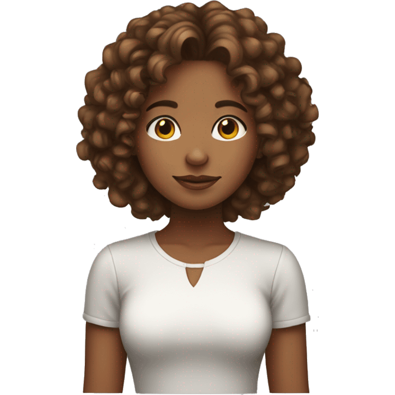 girl with medium brown skin and brown curly hair emoji