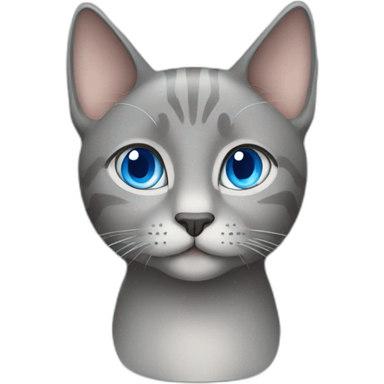 Grey cat with bleu eyes emoji