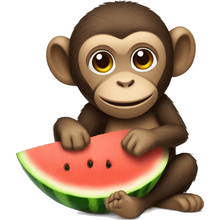 A monkey with a watermelon emoji