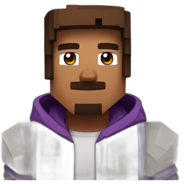 Minecraft skin with brown hair and a purple hoodie with a g on it emoji