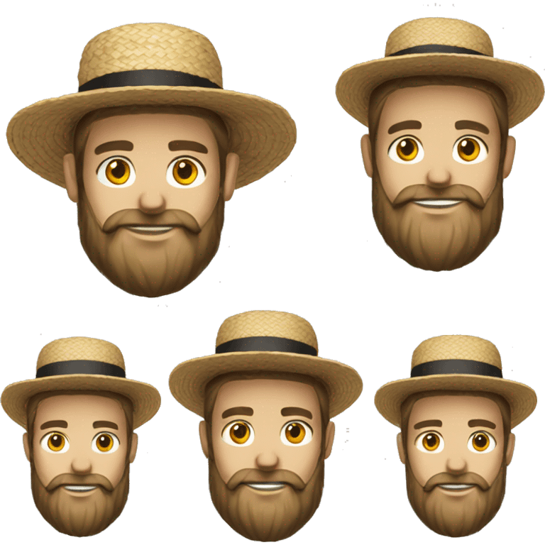 amish straw hat and beard without mustache emoji