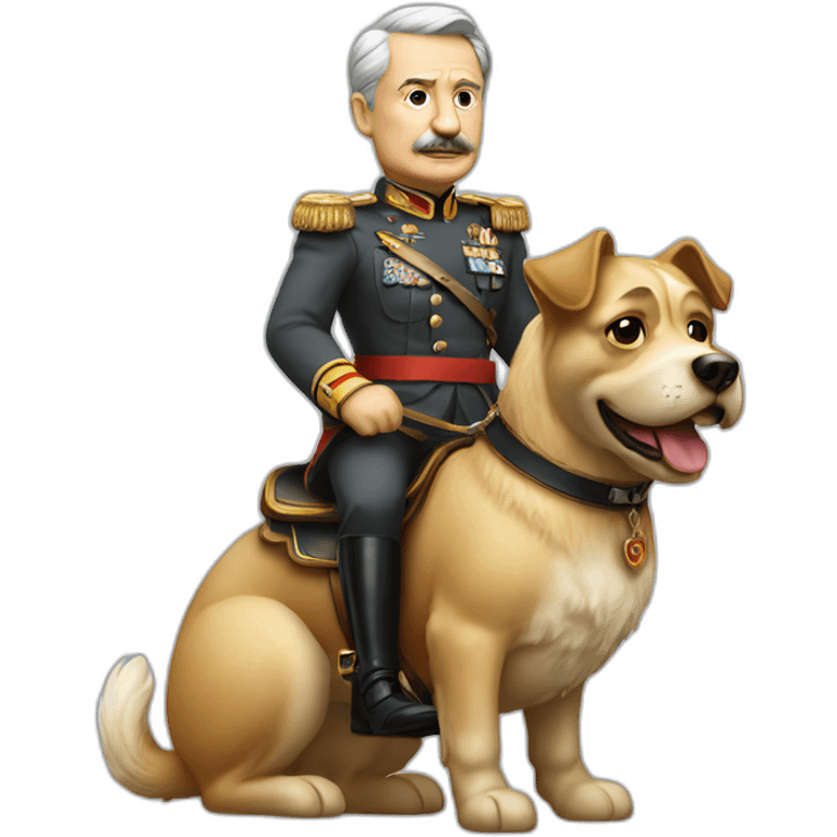 Old german dictator riding a dog emoji