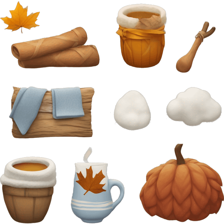 create emoji for story design, autumn cozy, winter new year emoji