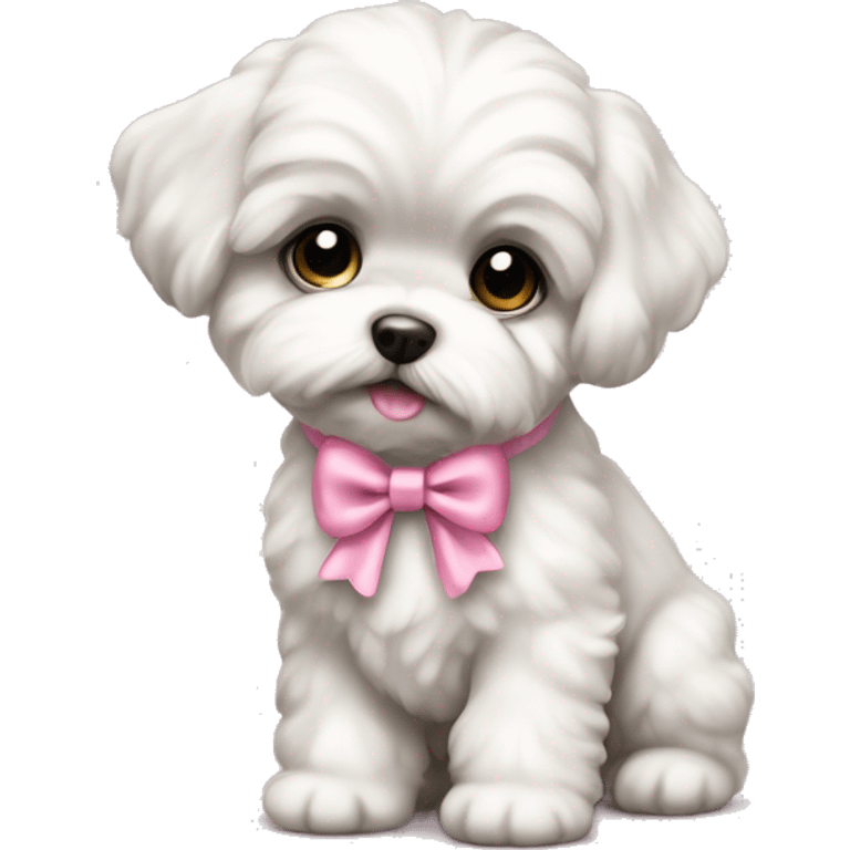 Schichon puppy pink bow emoji