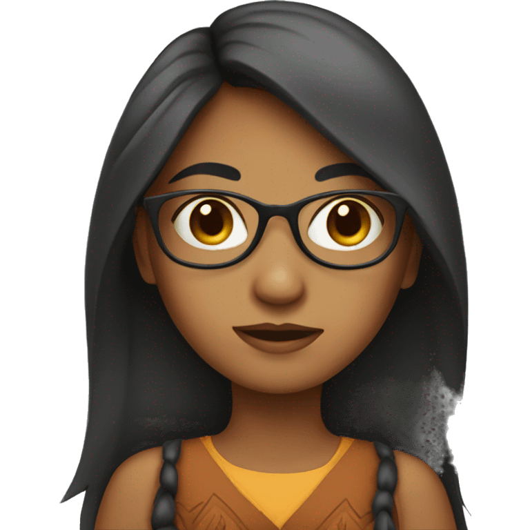 Indian girl with glasses and long hair emoji