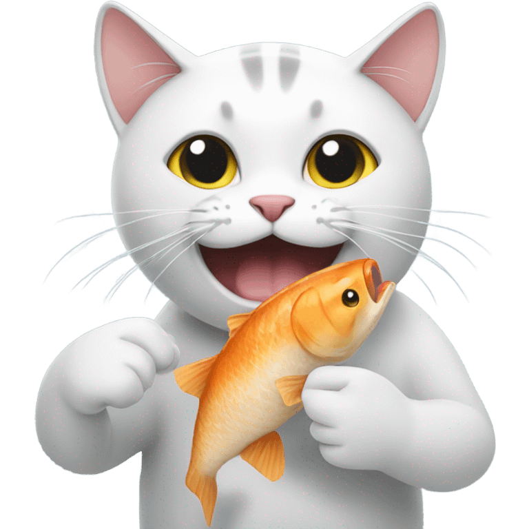 cat eating fish emoji