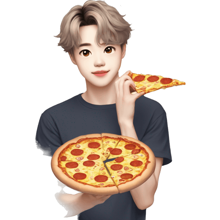 Jimin con una pizza en la mano emoji