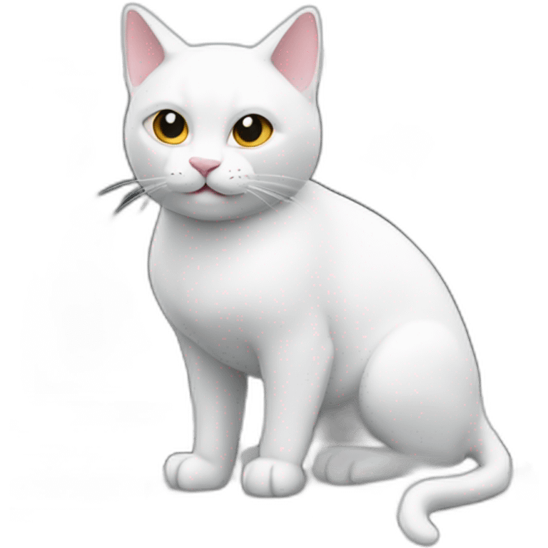 3D white cat on a computer emoji