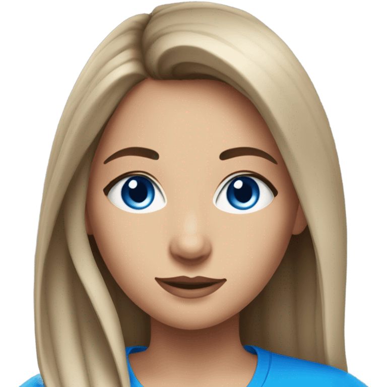 Realistic brunette girl with bright blue eyes wearing gym clothes  emoji