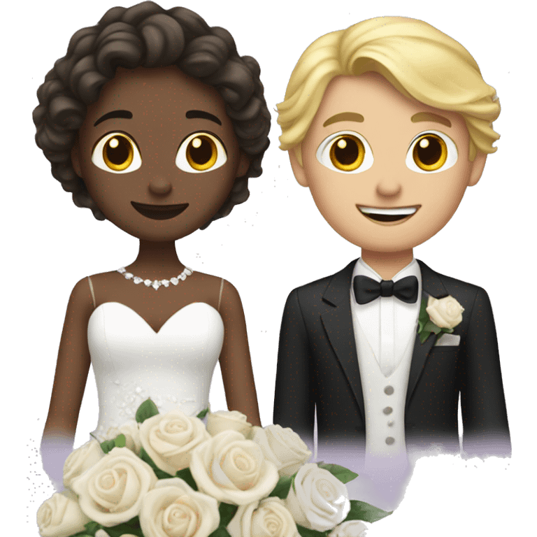 wedding blond girl and brunette men emoji