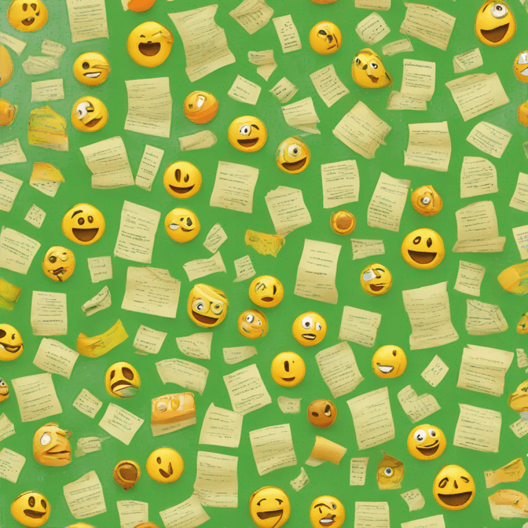 list of paper, green, yellow and orange drawings emoji