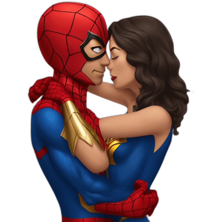 Wonderwoman kissing spiderman emoji