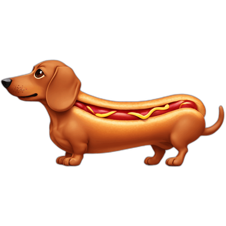 dachshund with Hotdog body emoji