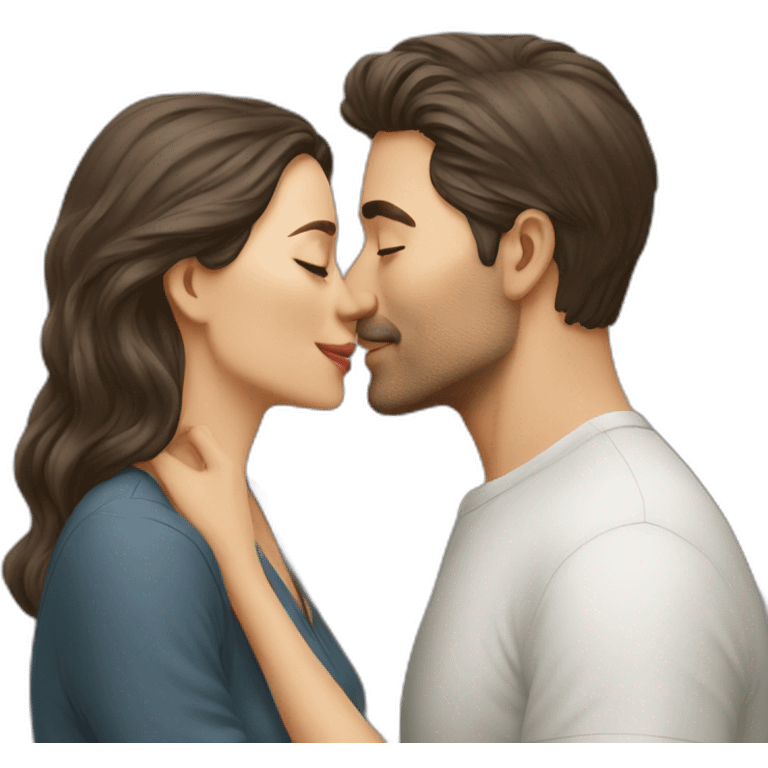 man kisses women emoji