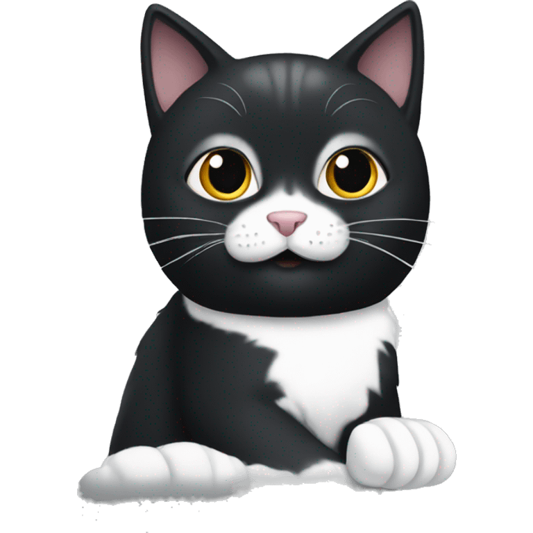 Black cat with white front paw emoji