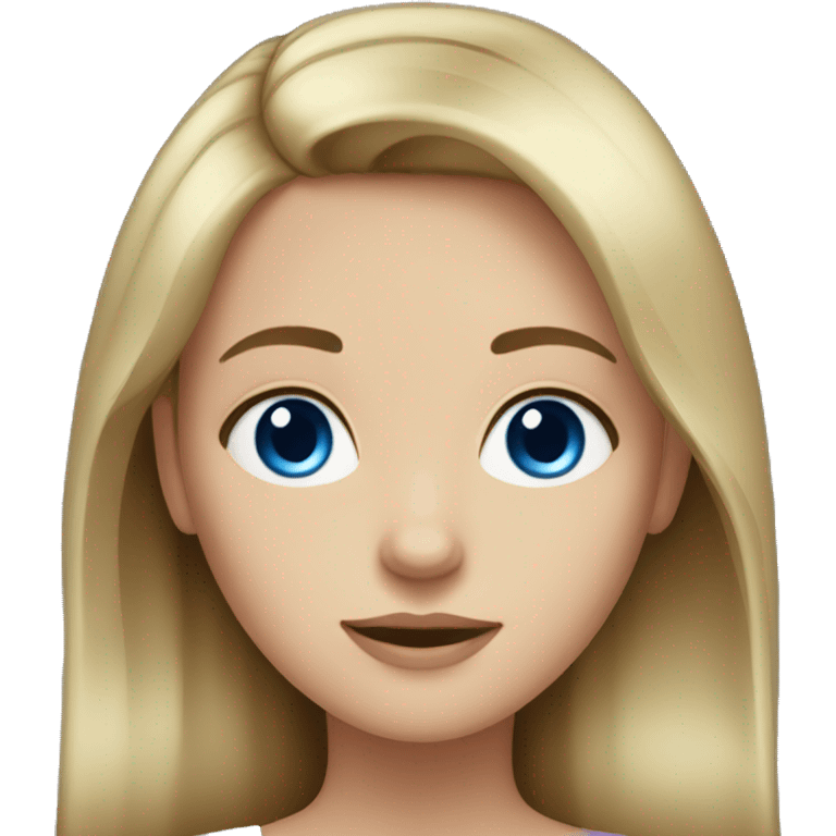 girl with dark blonde hair and dark blue eyes emoji