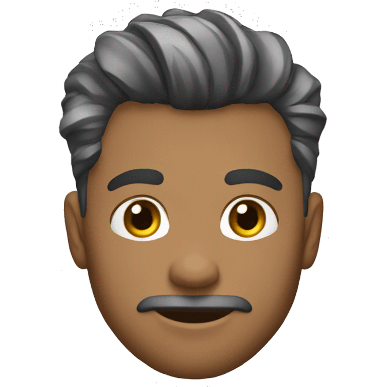 Chico con franela gris. Cabello corto negro emoji