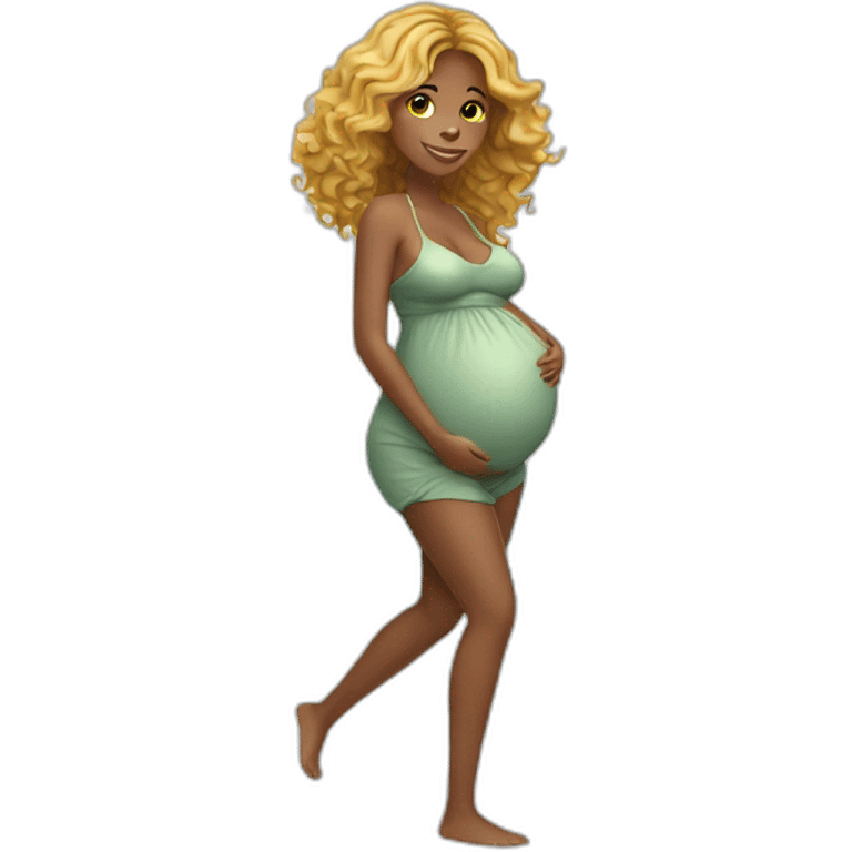 adorable pregnant full body women with beach-wave-hair emoji