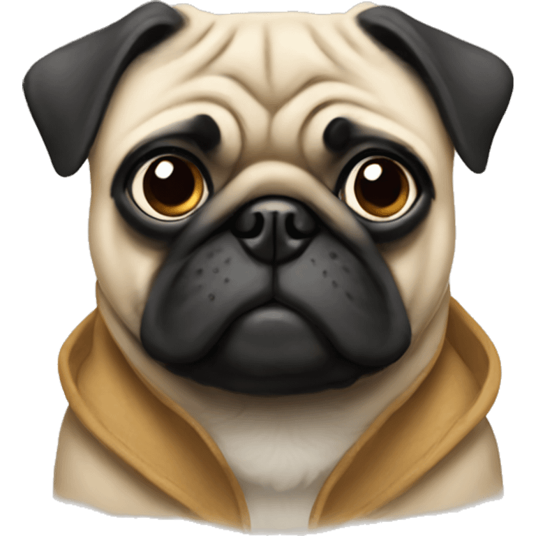 Pug with a coat emoji