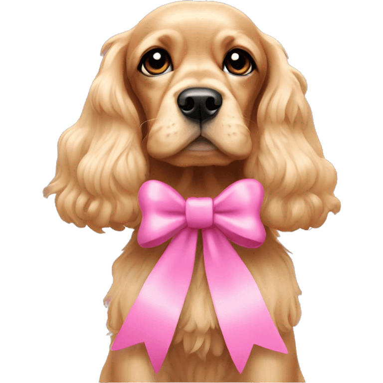 Blonde cocker spaniel wearing pink bow emoji