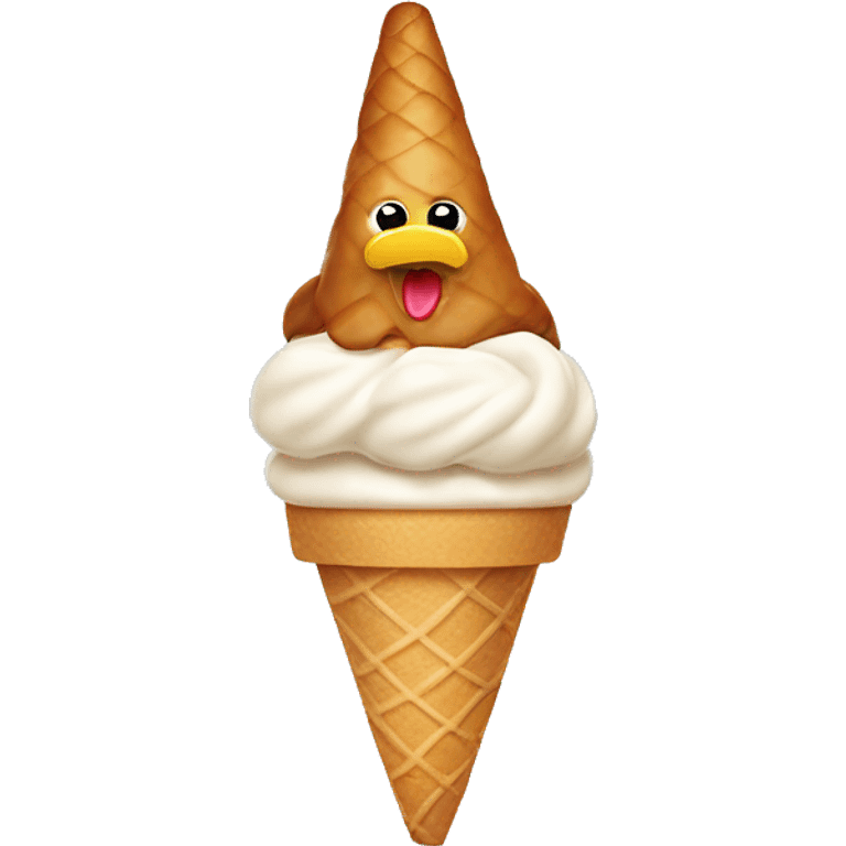 headless, skinless turkey holding a soft serve ice cream cone emoji