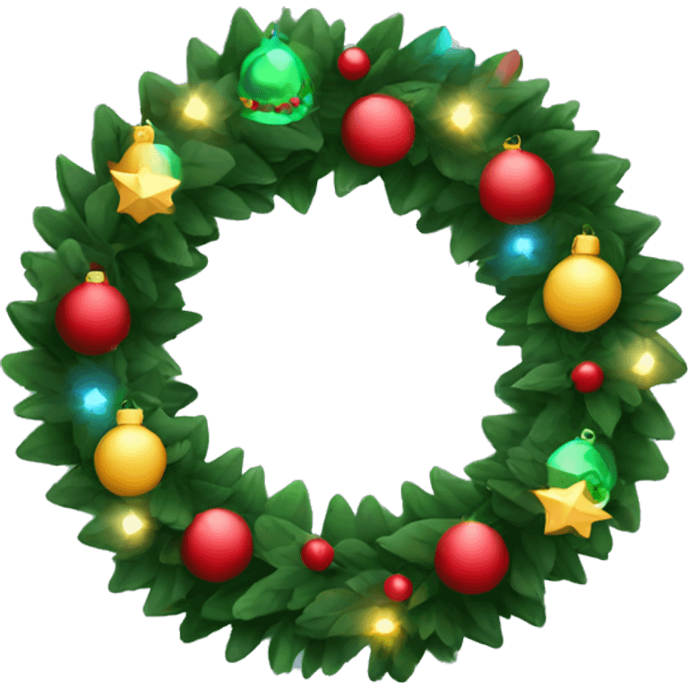 Christmas wreath with color lights emoji