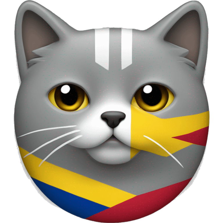 Bandera de colombia y un gato gris emoji