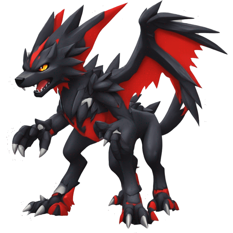  Cool Edgy Black Red Digimon-Fakemon-Garurumon-Loogamon-Dorulumon-Wolf full body emoji