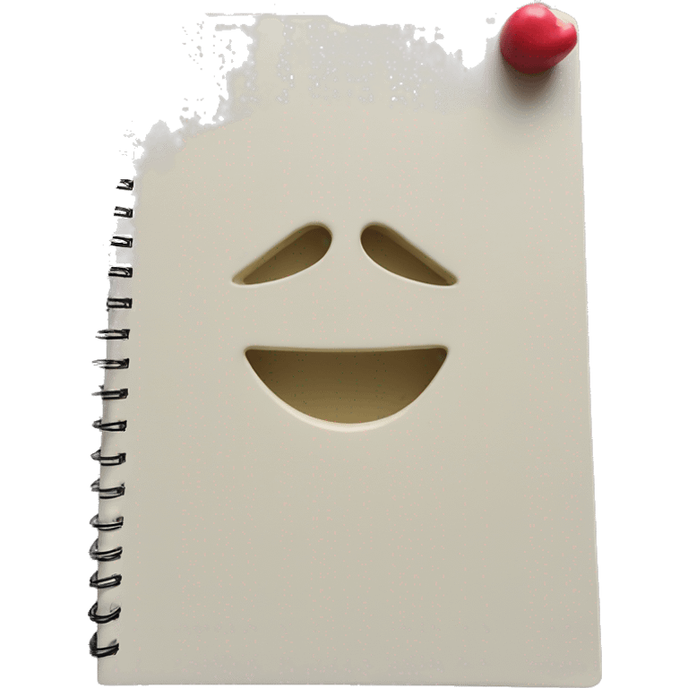 poetry notebook, cream pages, relief emoji