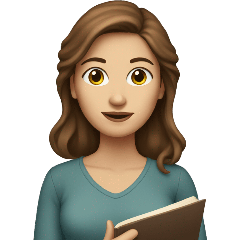 brown-haired white woman with book  emoji