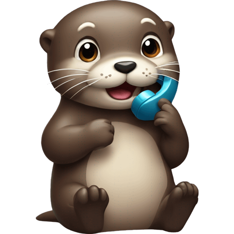 Cute Otter talking on telephone emoji