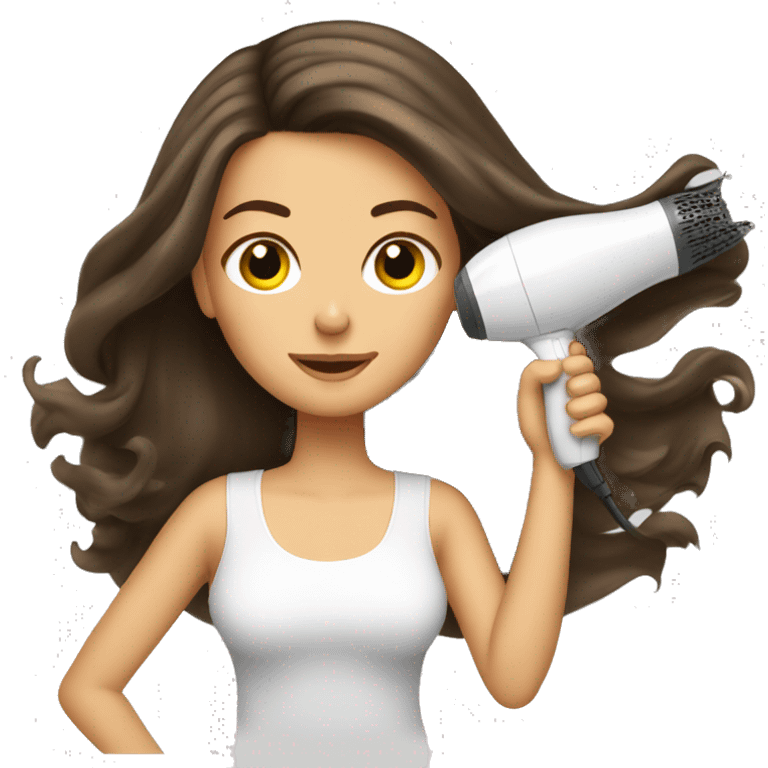 Brunette girl blow drying hair emoji