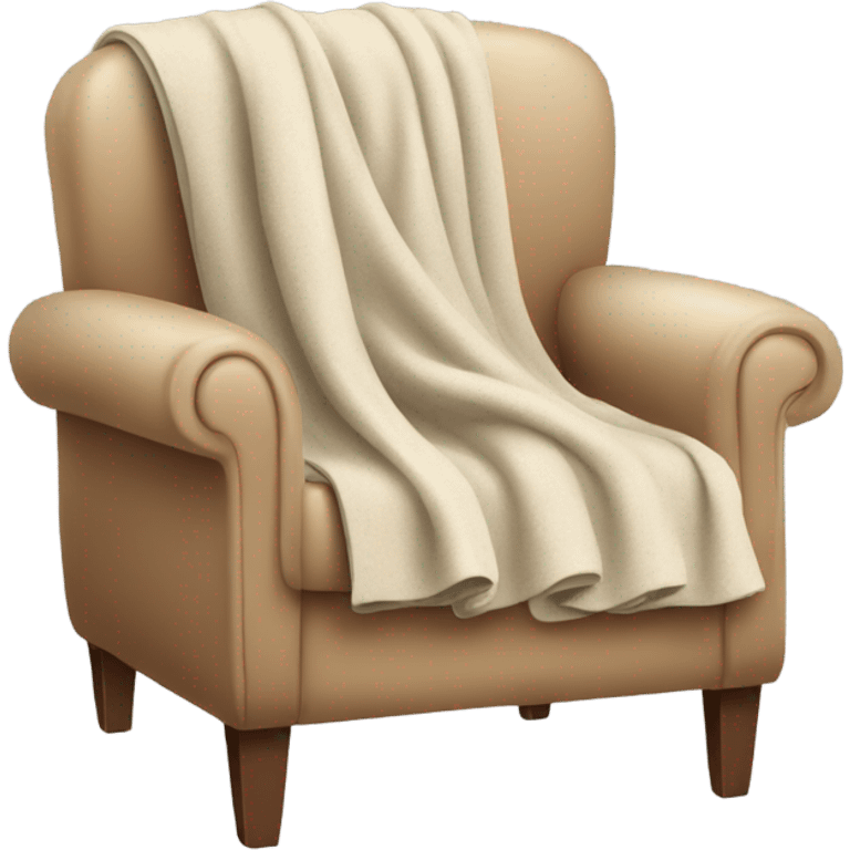 Beige Armchair with blanket and book emoji