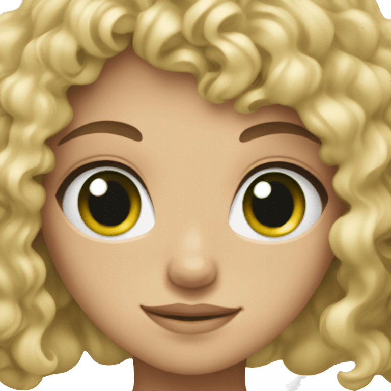 Blonde girl with dark green eyes and curly hair emoji