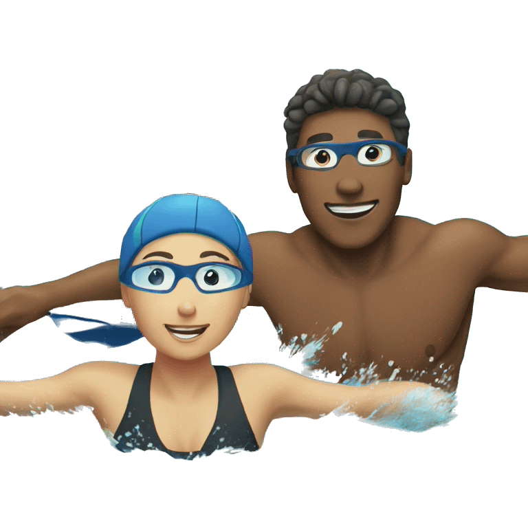 Couple doing swimming race together  emoji