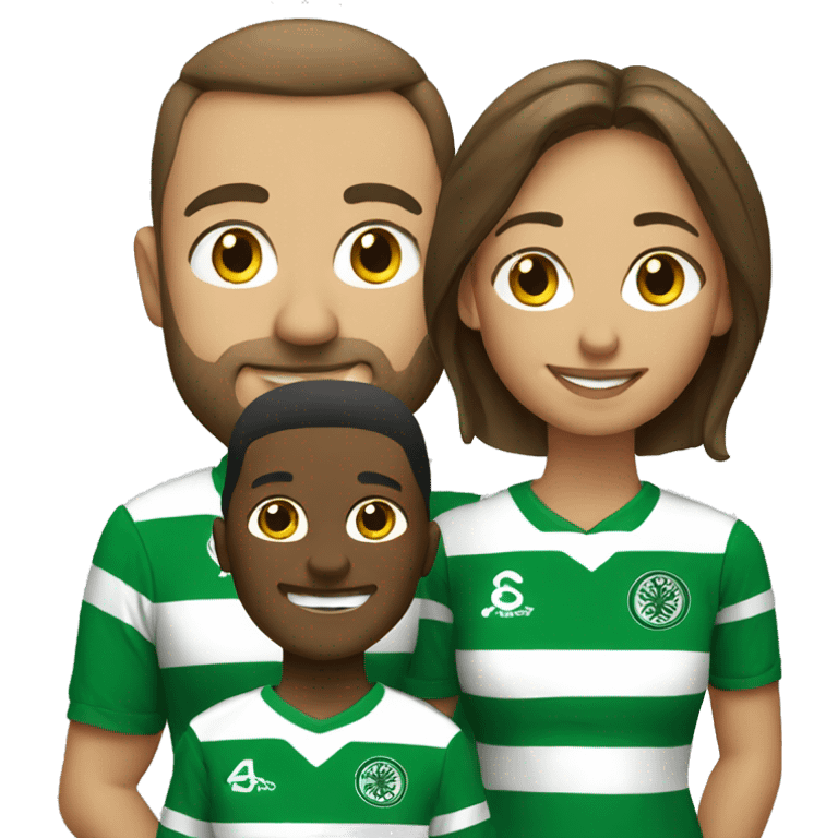 Family wearing Celtic football tops emoji