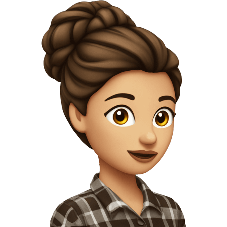 Femme latine avec chignon cheveux marrons foncé yeux marron foncé buvant un chocolat sous un plaid  emoji