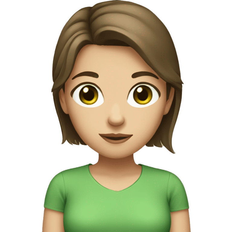 girl with brown hair with green eyes and green shirt emoji