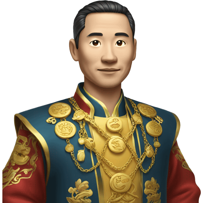 rich chinese man with gold chain in national dress emoji