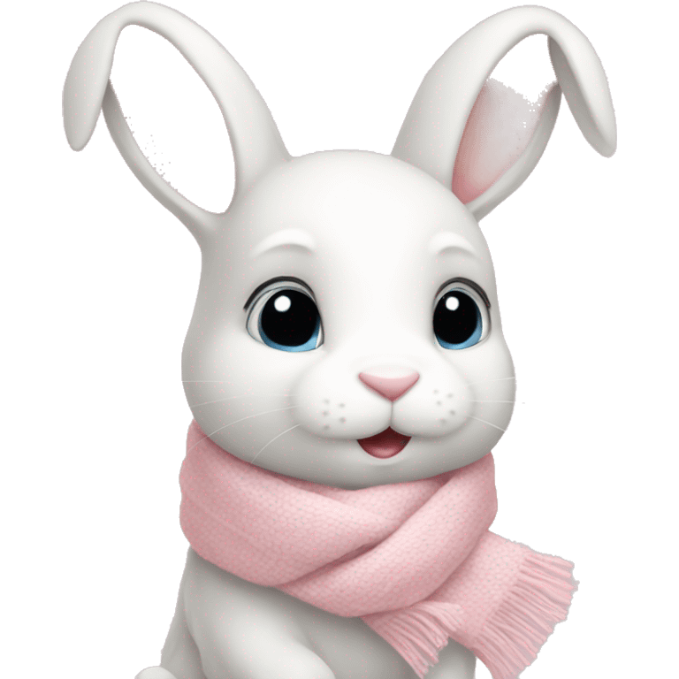 White bunny with light pink scarf emoji