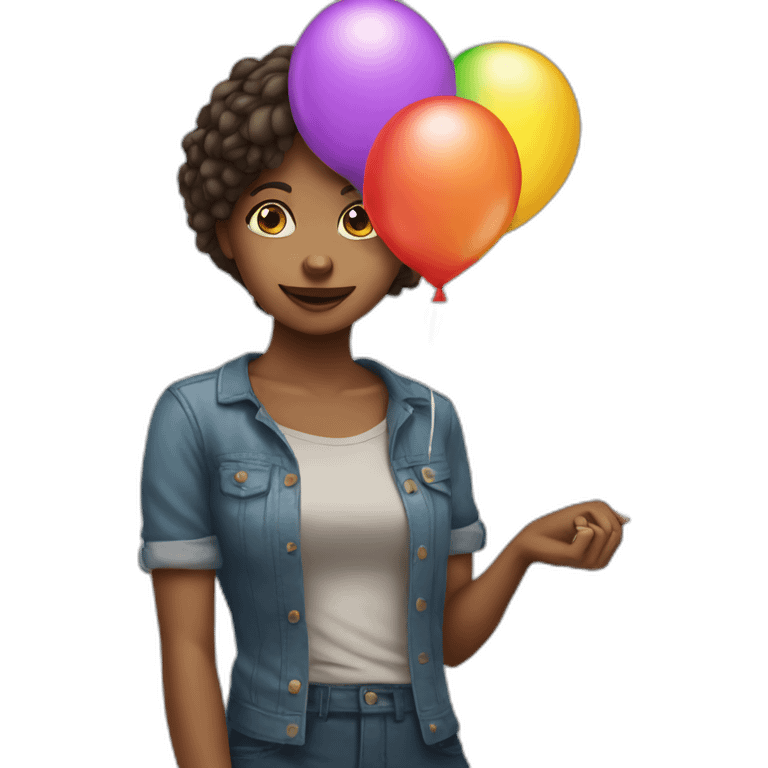 girl popping balloon emoji